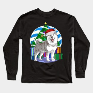 Alaskan Malamute Dog Cute Santa Christmas Gift Long Sleeve T-Shirt